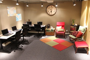 TEFL classroom Chicago student lounge