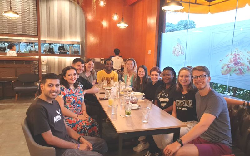 English teachers in Myanmar having dinner