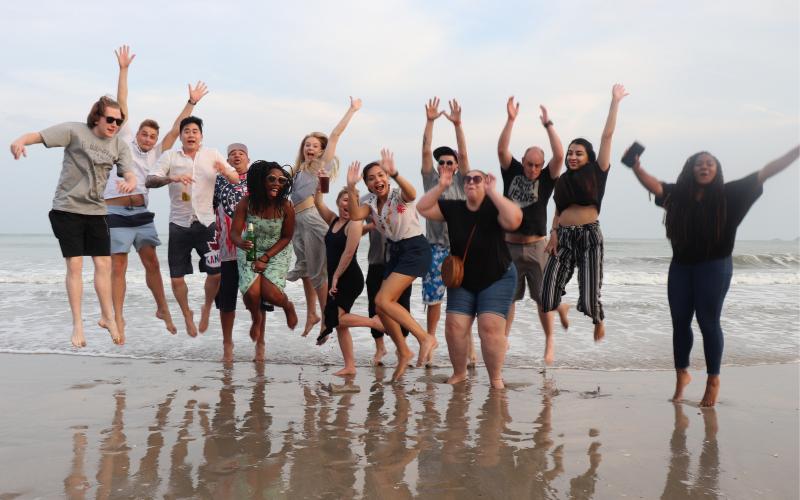 Thailand students on the beach