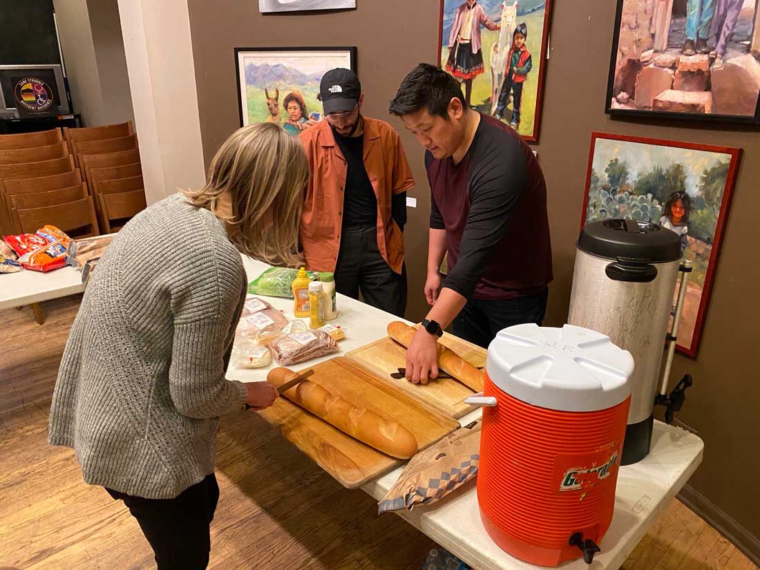 ITA making sandwiches for Dignity Dinner