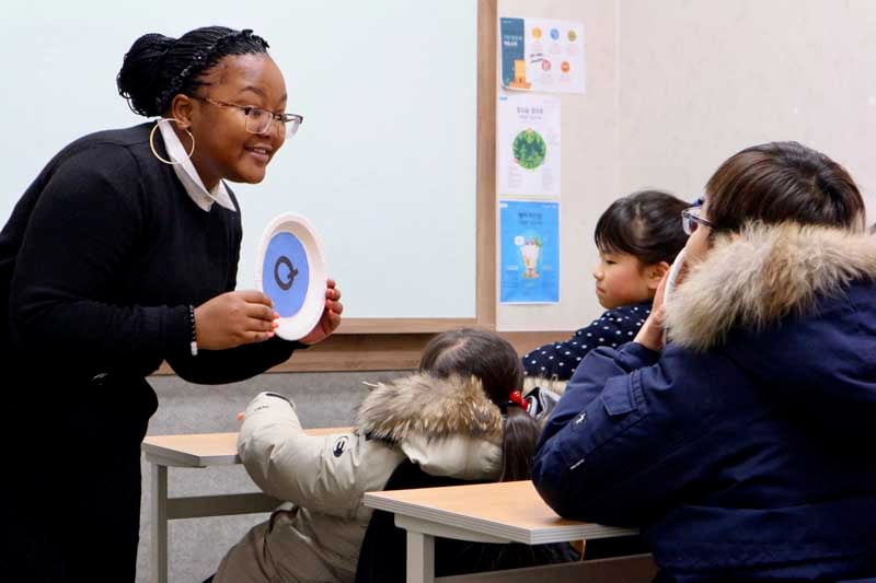 a female English teacher in her TEFL course in Korea