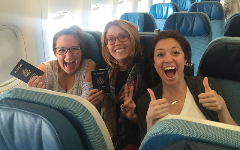 TEFL Students on a plane to South Korea